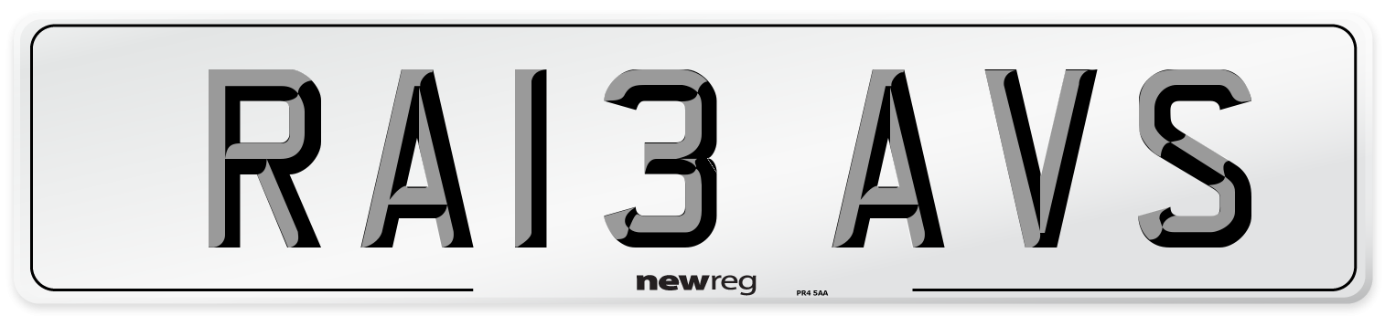 RA13 AVS Number Plate from New Reg